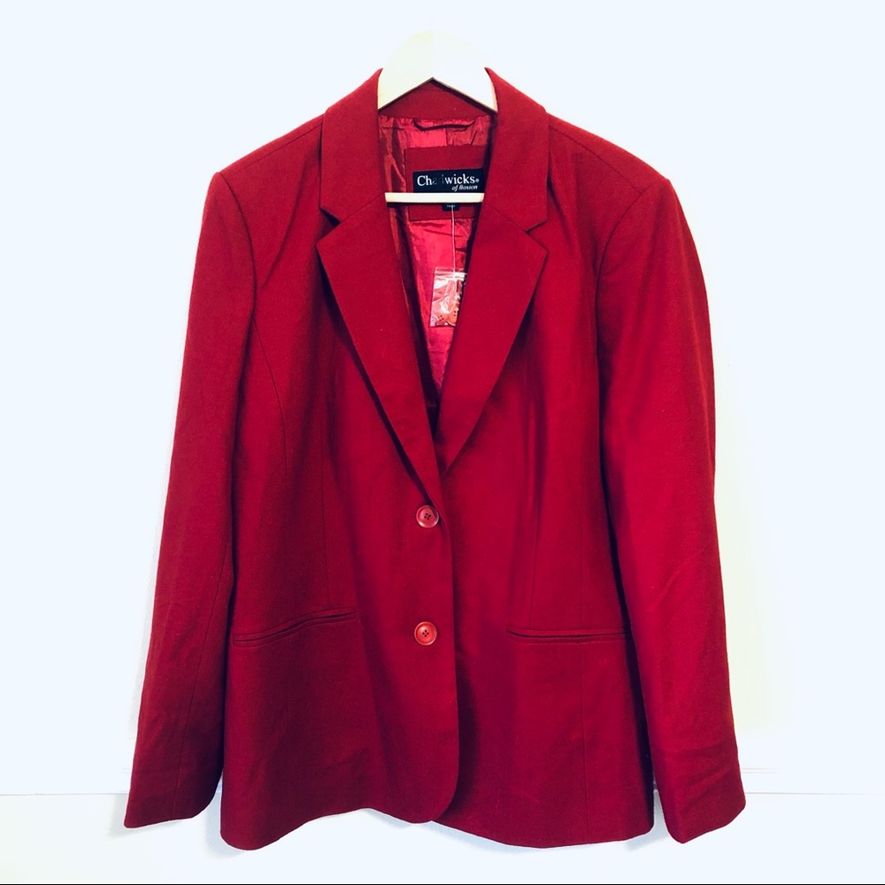 NWT Wool Oversized Red Blazer Chadwick’s of Boston Woman’s Size 14